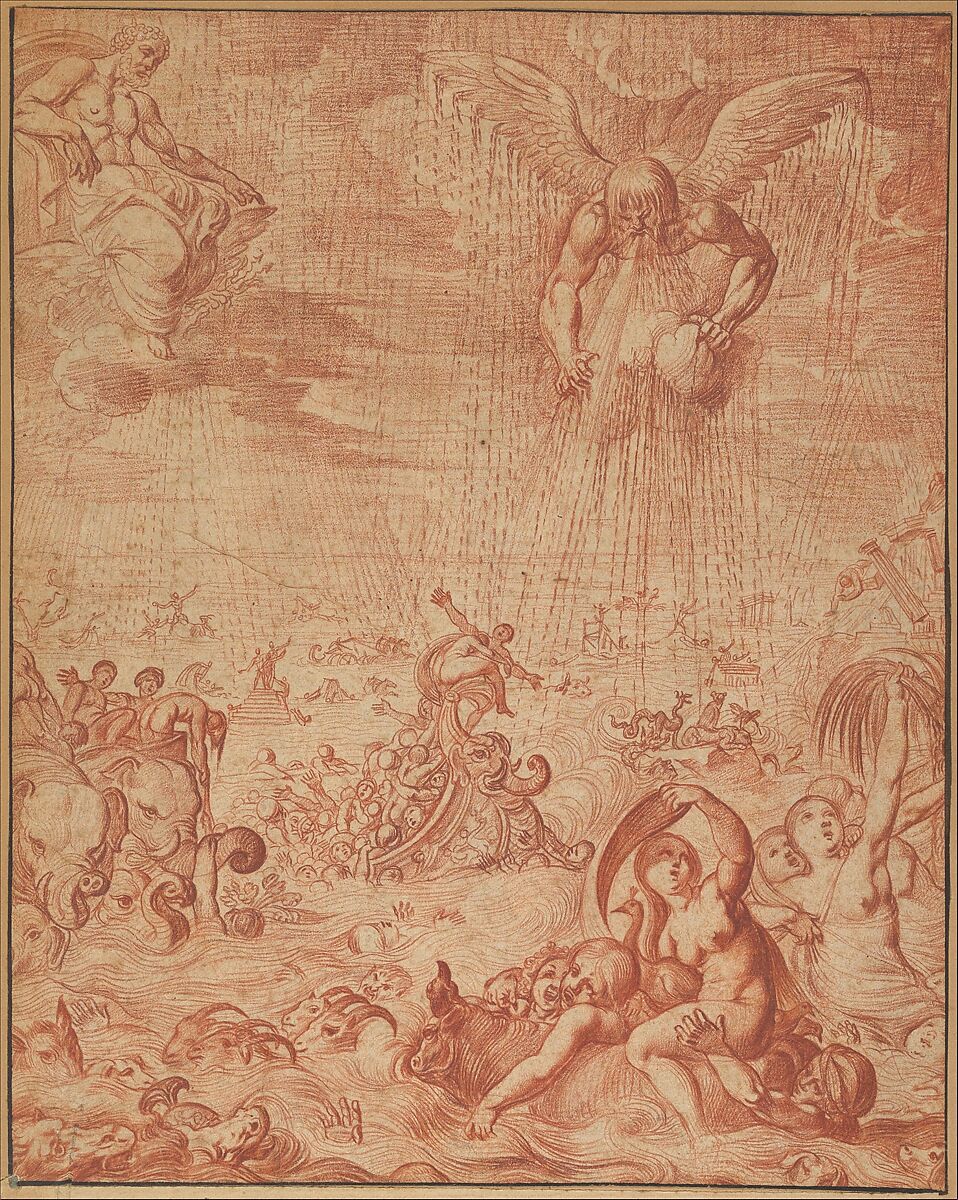 The Deluge, Pierre Brebiette (French, Mantes-sur-Seine ca. 1598–1642 Paris), Red chalk 