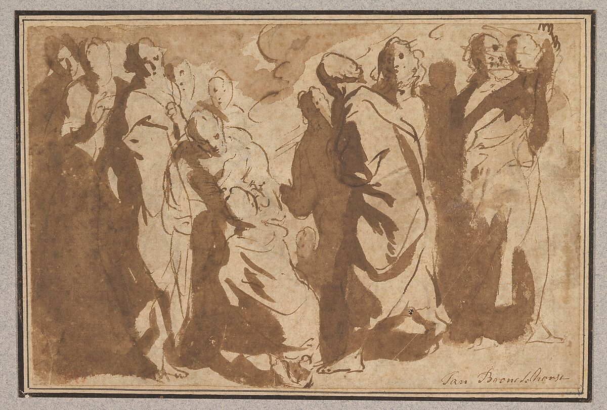 Christ Healing the Paralytic, Jacob Jordaens (Flemish, Antwerp 1593–1678 Antwerp), Pen and brown ink, brush and brown wash 