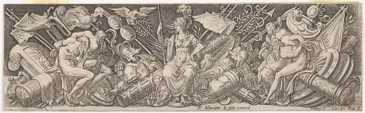 Combats et Triomphes, Etienne Delaune (French, Orléans 1518/19–1583 Strasbourg), Engraving, fourth state of four 