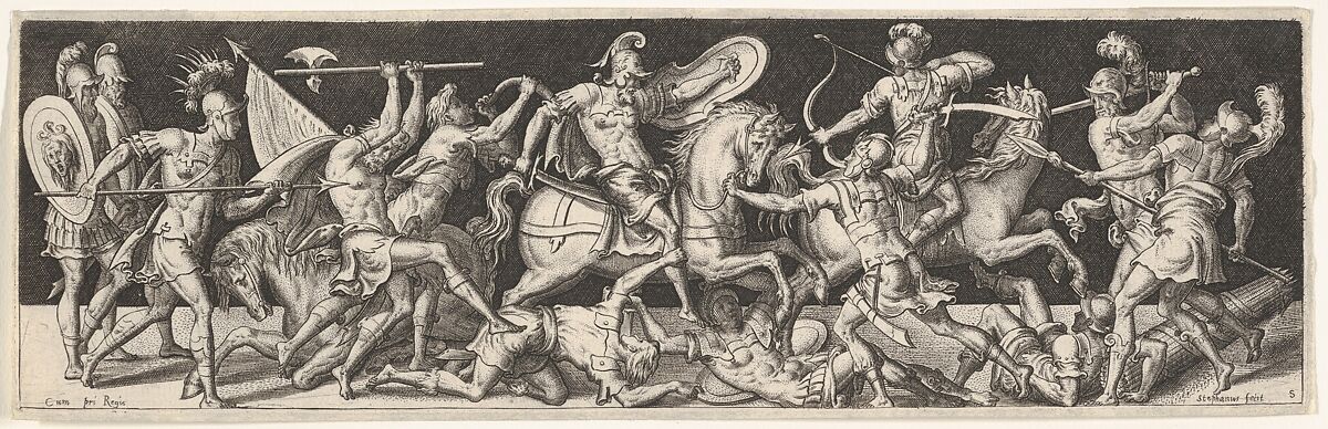 Plate from "Combats et Triomphes", Etienne Delaune (French, Orléans 1518/19–1583 Strasbourg), Engraving, probably first state of four 
