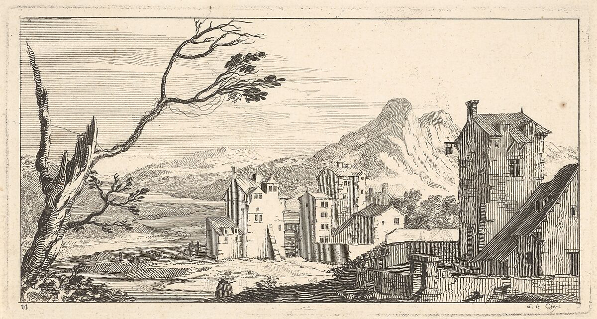 View of a City, plate XI from "Livre de paysages dédié à Monsieur de Beringhen", Sébastien Leclerc I (French, Metz 1637–1714 Paris), Etching 