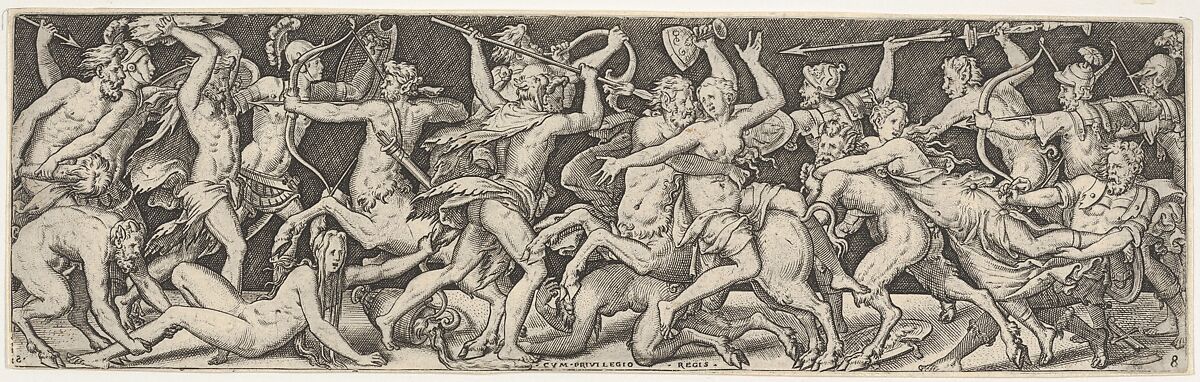 Plate VIII from "Battles and Victories" (Combats et Triomphes), Etienne Delaune (French, Orléans 1518/19–1583 Strasbourg), Engraving 