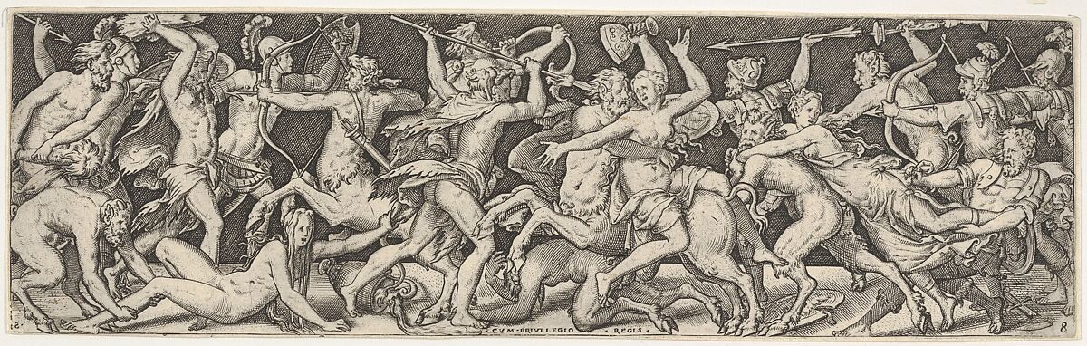 Plate VIII from Battles and Victories (Combats et Triomphes), Etienne Delaune (French, Orléans 1518/19–1583 Strasbourg), Engraving 