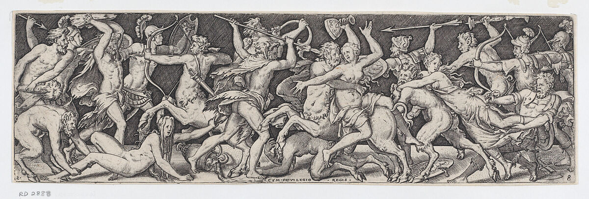 Plate VIII from "Battles and Victories" (Combats et Triomphes), Etienne Delaune (French, Orléans 1518/19–1583 Strasbourg), Engraving