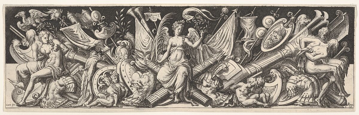 Plate from "Battles and Victories" (Combats et Triomphes), Etienne Delaune (French, Orléans 1518/19–1583 Strasbourg), Engraving; probably first state of four 