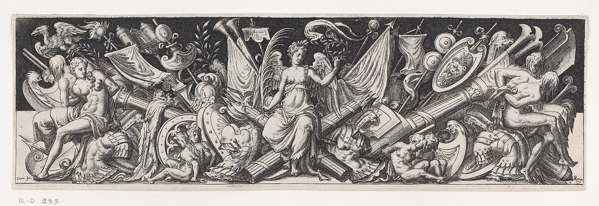 Plate from "Battles and Victories" (Combats et Triomphes), Etienne Delaune (French, Orléans 1518/19–1583 Strasbourg), Engraving; probably first state of four