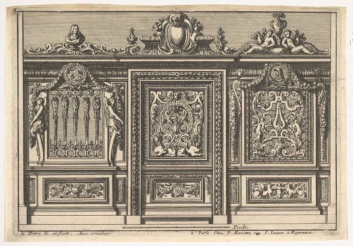 Design for a Choir Screen with Two Variants, from: Clôtures de chapelles, Jean Le Pautre (French, Paris 1618–1682 Paris), Etching; third edition 