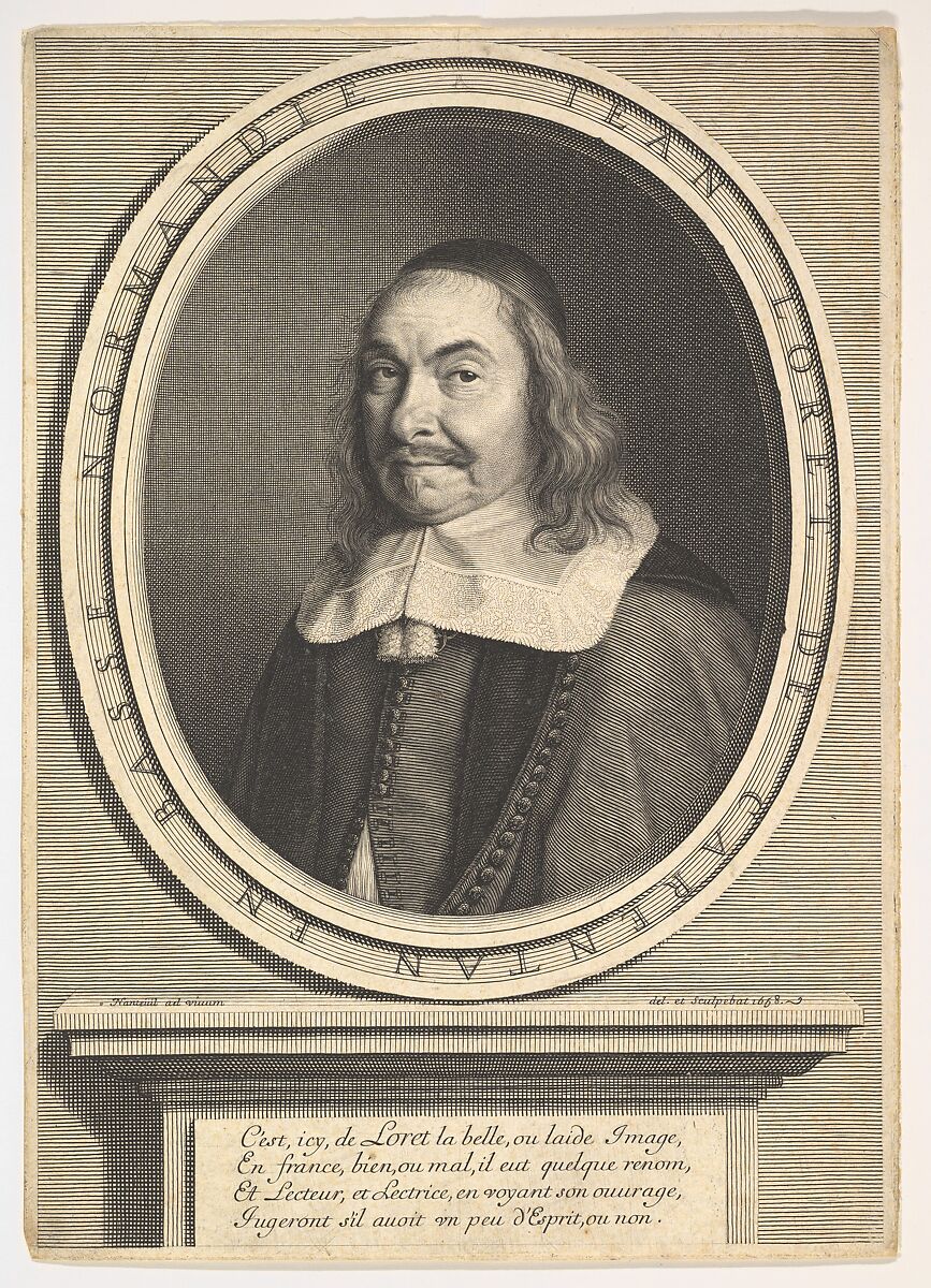 Portrait of Jean Loret, Robert Nanteuil (French, Reims 1623–1678 Paris), Engraving 