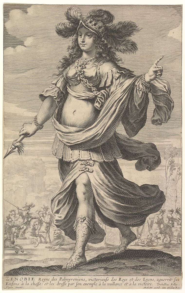 Zenobia, from Pierre Le Moyne's "La Gallerie des femmes fortes", Abraham Bosse (French, Tours 1602/04–1676 Paris), Etching and engraving 