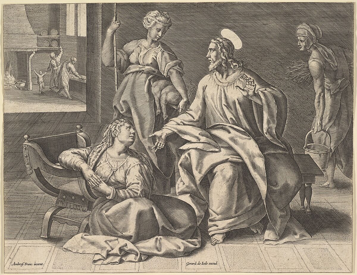 Christ in the House of Mary, Gerard de Jode (Netherlandish, 1509/17–1591), Engraving 