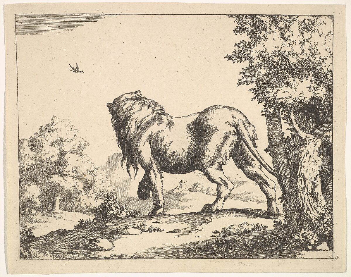 The Lions (one of eight plates), Marcus de Bye (Dutch, The Hague 1639–after 1688), Etching; stating unknown 