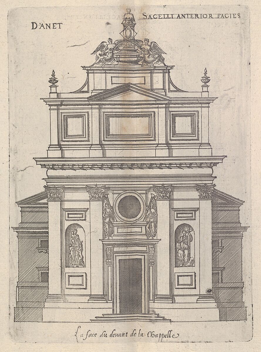 Floorplan, Façade and Cross Section of one of the Chapels at Château d'Anet, from "Les plus excellents bastiments de France", Jacques Androuet Du Cerceau (French, Paris 1510/12–1585 Annecy), Engraving