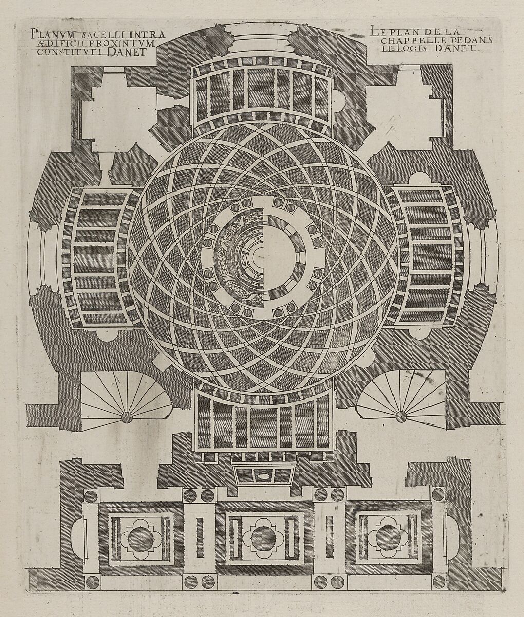 Cross sections of the Chapel at Chateau d'Anet, Jacques Androuet Du Cerceau (French, Paris 1510/12–1585 Annecy), Engraving