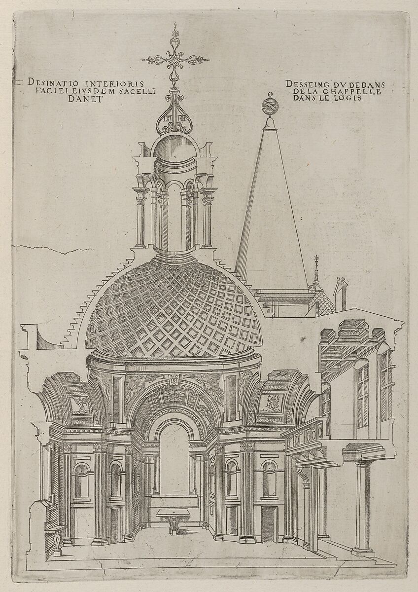 Cross sections of the Chapel at Chateau d'Anet, Jacques Androuet Du Cerceau (French, Paris 1510/12–1585 Annecy), Engraving