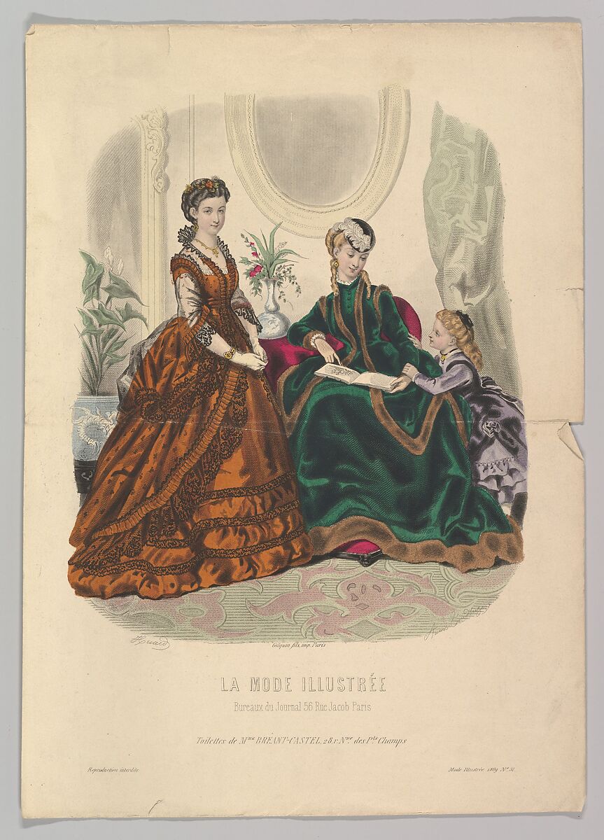No. 51 from La Mode Illustrée, Adèle-Anaïs Toudouze (French, Paris 1822–1899 Paris), Hand-colored lithograph 