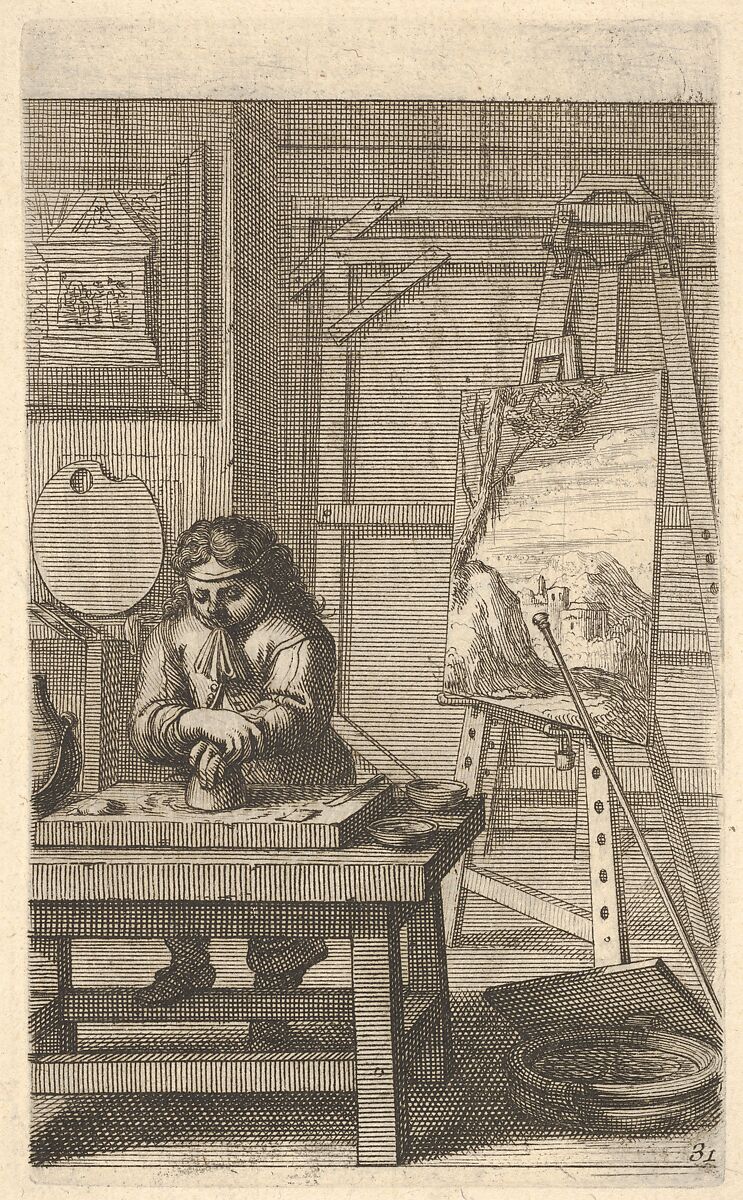 A Painter in his Studio, Abraham Bosse (French, Tours 1602/04–1676 Paris), Etching 