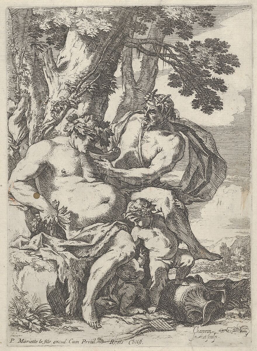 Silenus and Satyr, Nicolaus Chapron (French, Châteaudun 1612–1656 Rome), Etching 