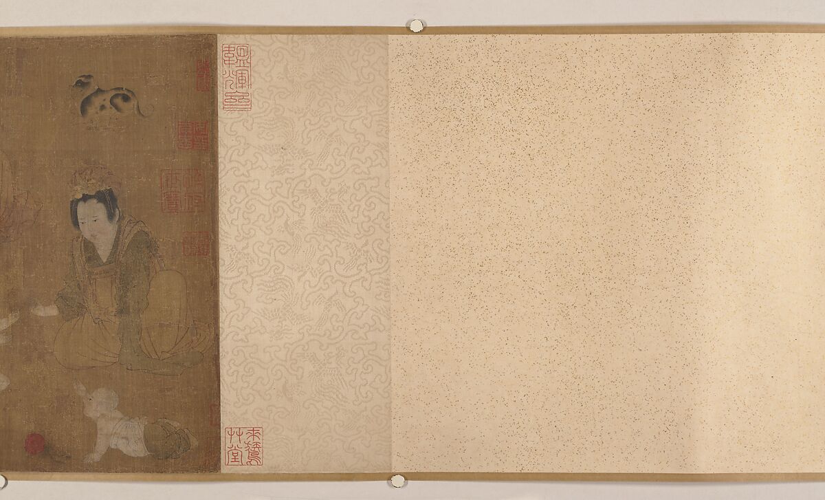 Palace ladies bathing children, Unidentified artist, Handscroll; ink and color on silk, China