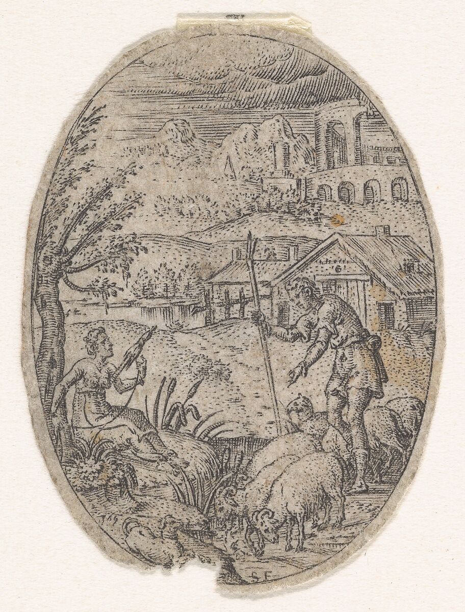 Shepherds, Etienne Delaune (French, Orléans 1518/19–1583 Strasbourg), Etching 