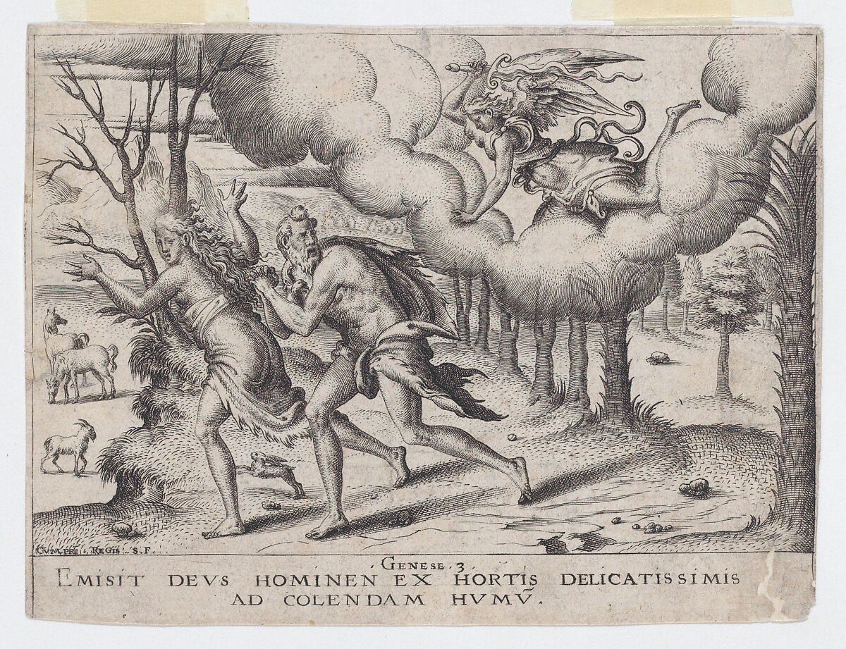 Expulsion from Paradise, Etienne Delaune (French, Orléans 1518/19–1583 Strasbourg), Etching; first state