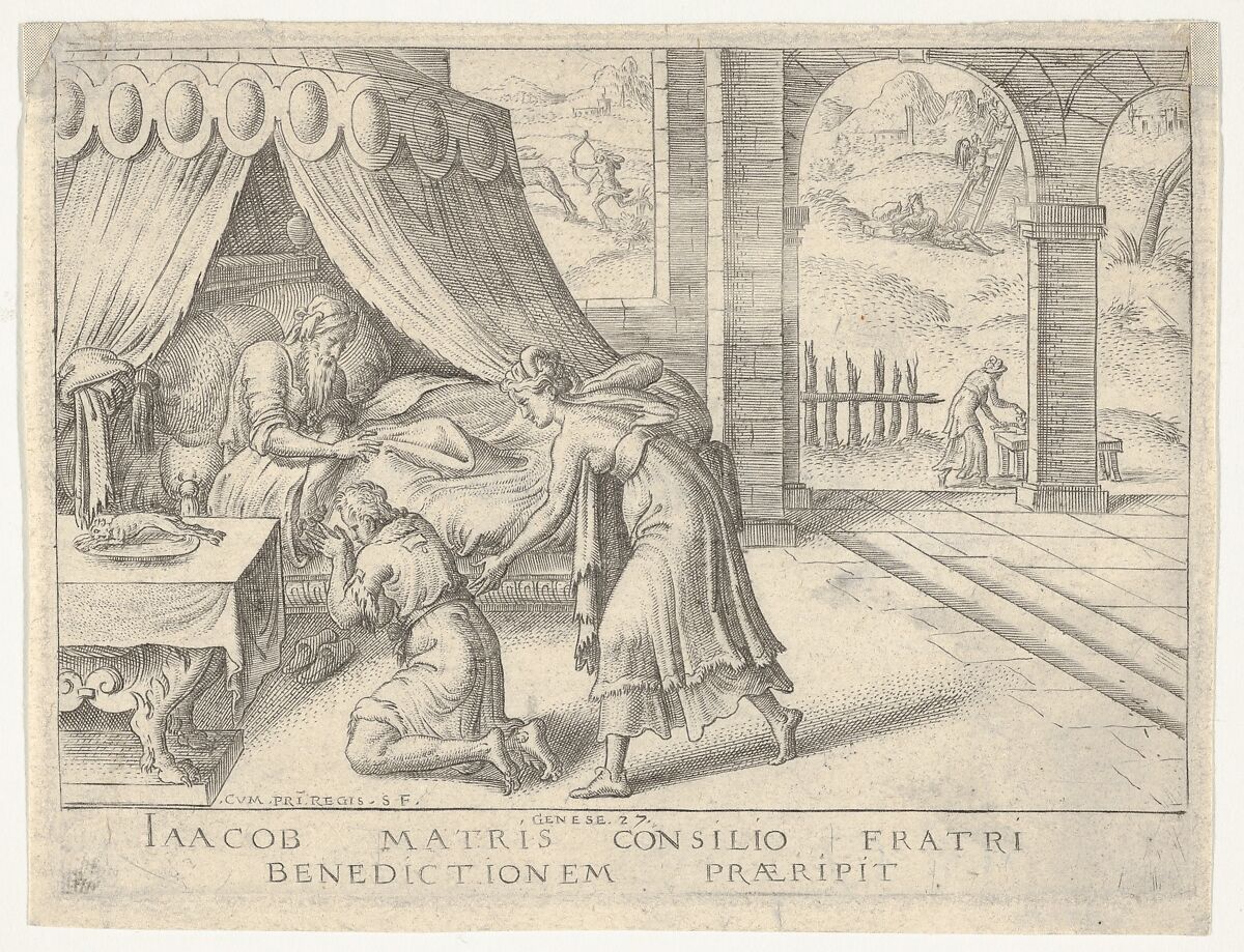 Isaac Blessing Jacob, Etienne Delaune (French, Orléans 1518/19–1583 Strasbourg), Etching 