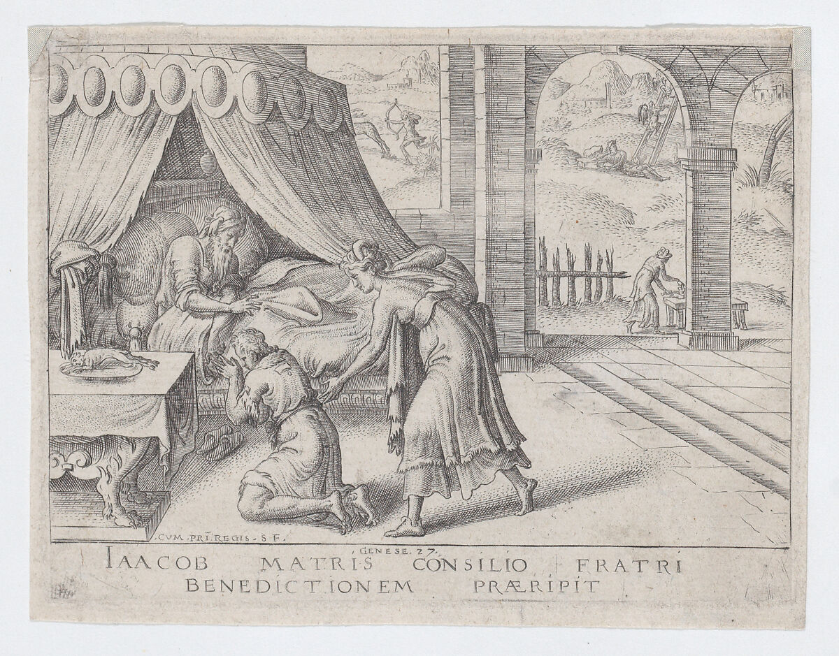 Isaac Blessing Jacob, Etienne Delaune (French, Orléans 1518/19–1583 Strasbourg), Etching