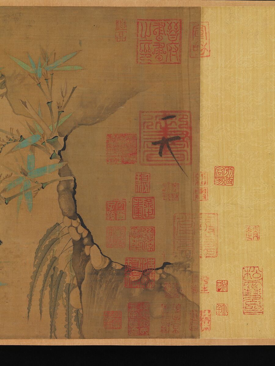 Finches and bamboo, Emperor Huizong (Chinese, 1082–1135; r. 1100–25), Handscroll; ink and color on silk, China