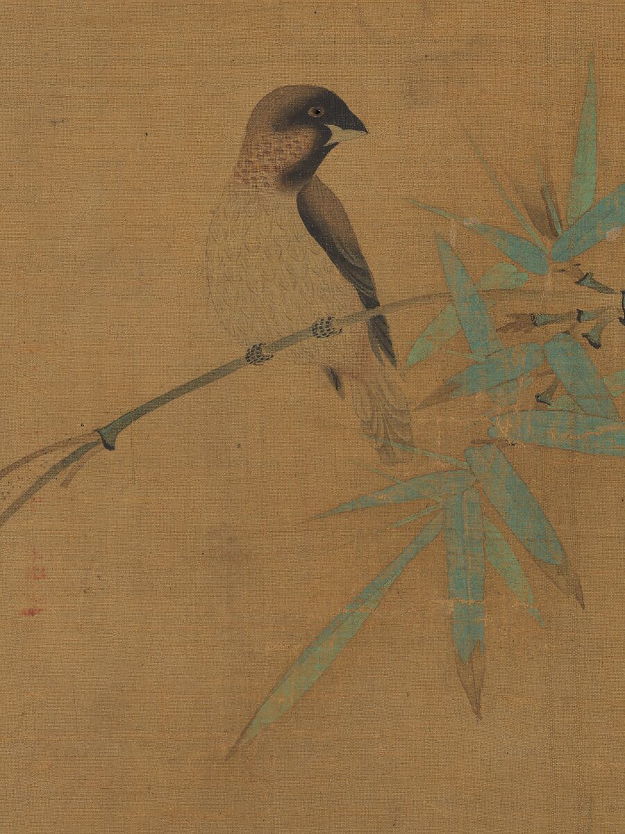 Finches and bamboo, Emperor Huizong (Chinese, 1082–1135; r. 1100–25), Handscroll; ink and color on silk, China