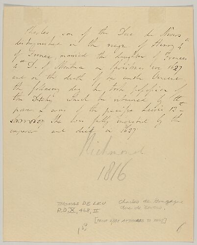 Charles de Gonzague, Duc de Nevers, attached letter
