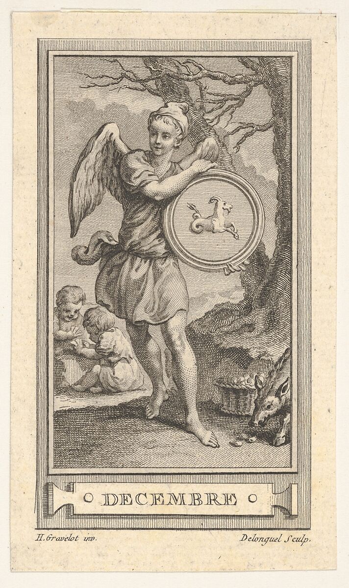 Decembre, from the  Almanach iconologique, Joseph de Longueil (French, Givet, Ardennes 1730–1792 Paris), Etching with engraving 