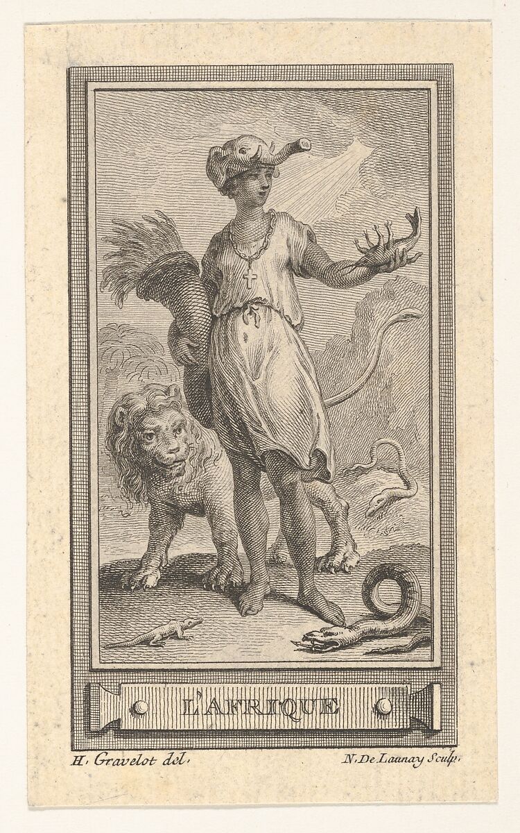 L'Afrique, from the  Almanach iconologique, After Hubert François Gravelot (French, Paris 1699–1773 Paris), Etching with engraving 