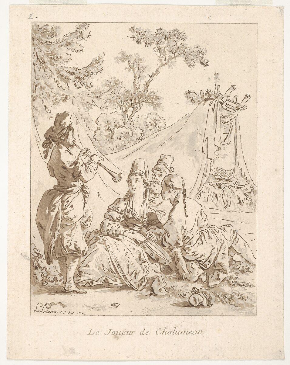 Le Joueur de Chalumeau, Jean-Baptiste Le Prince (French, Metz 1734–1781 Saint-Denis-du-Port), Aquatint 