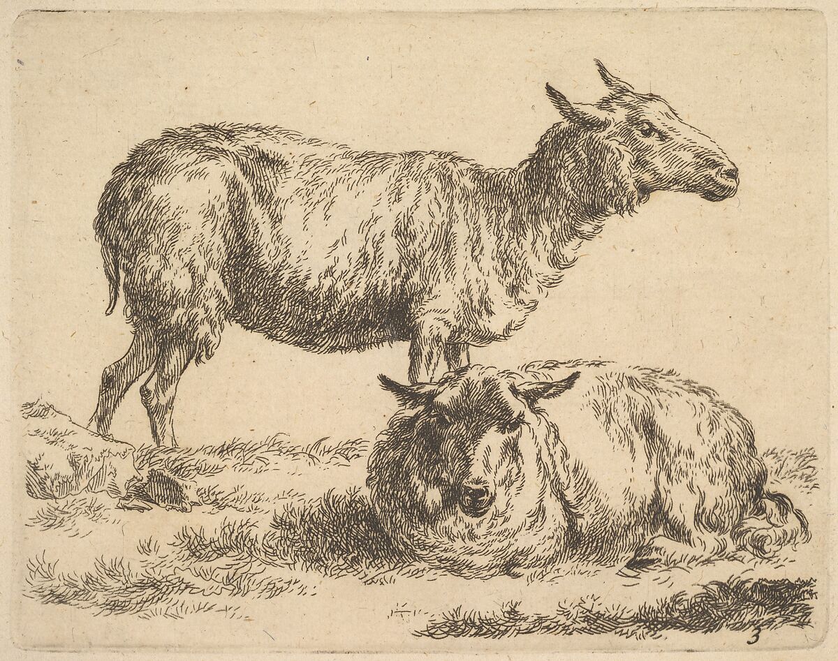 from The Set of Sheep, Nicolaes Berchem (Dutch, Haarlem 1621/22–1683 Amsterdam), Etching 
