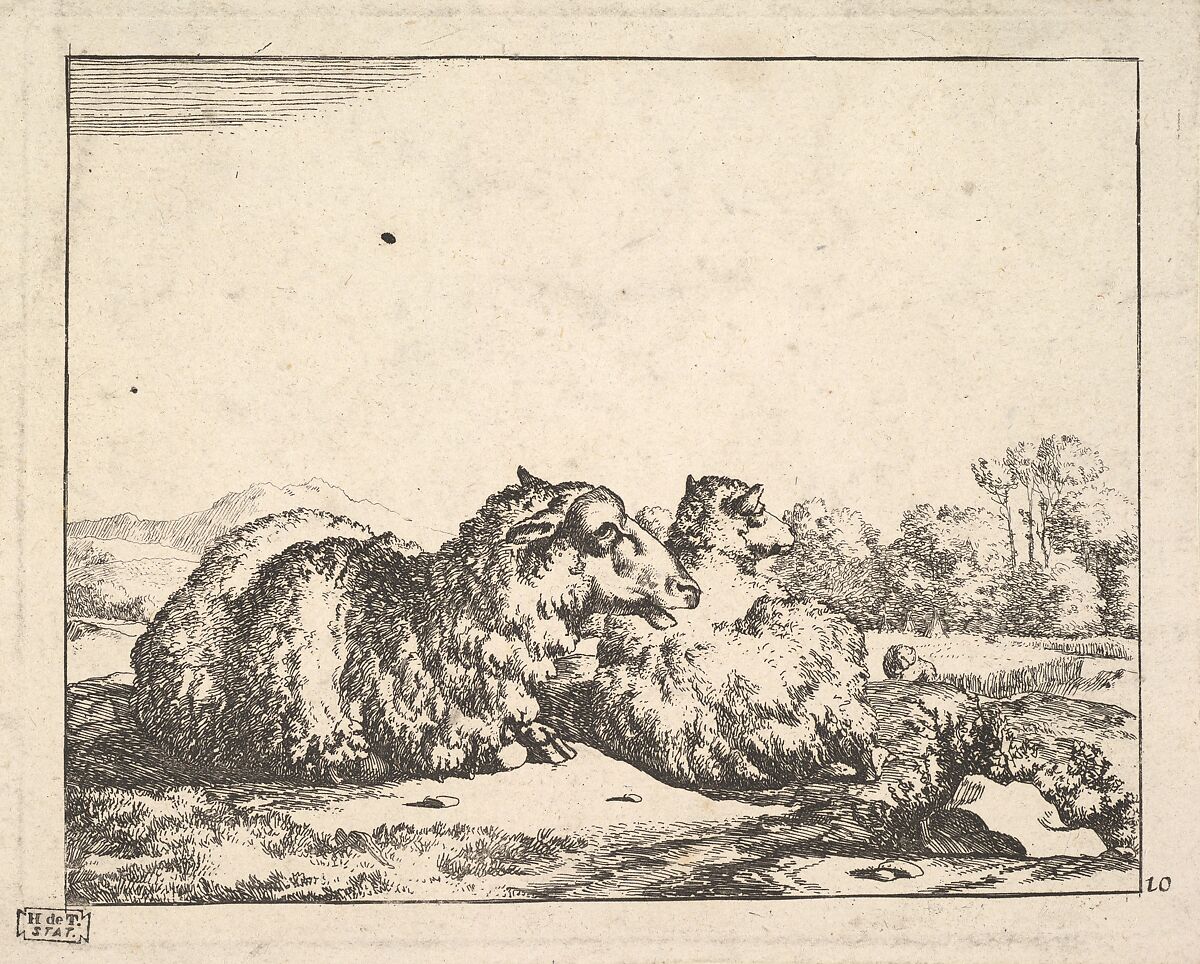 Sheep, from a set of 16 plates, Marcus de Bye (Dutch, The Hague 1639–after 1688), Etching 