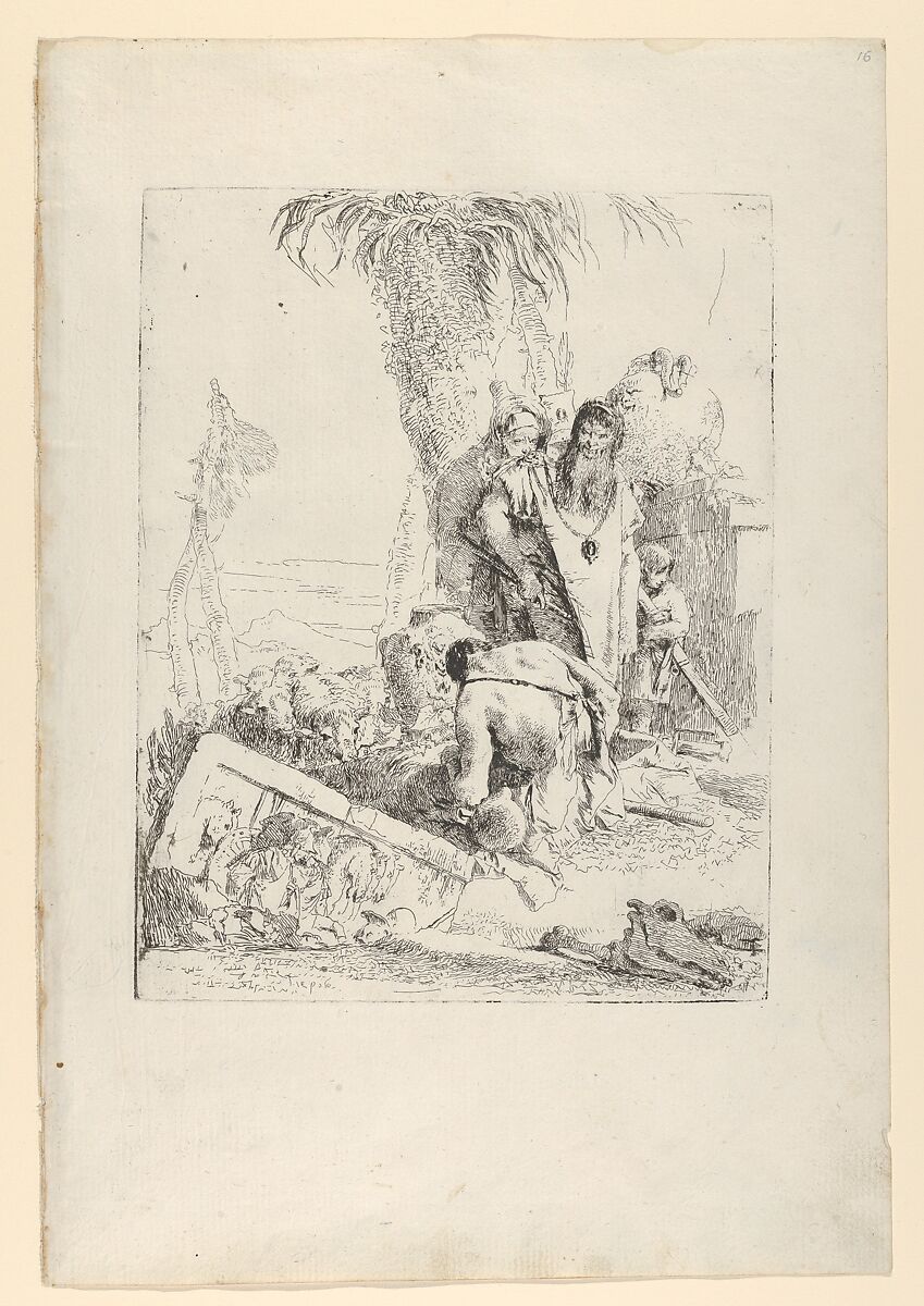 A Shepherd with two Magicians, from the Scherzi, Giovanni Battista Tiepolo (Italian, Venice 1696–1770 Madrid), Etching 