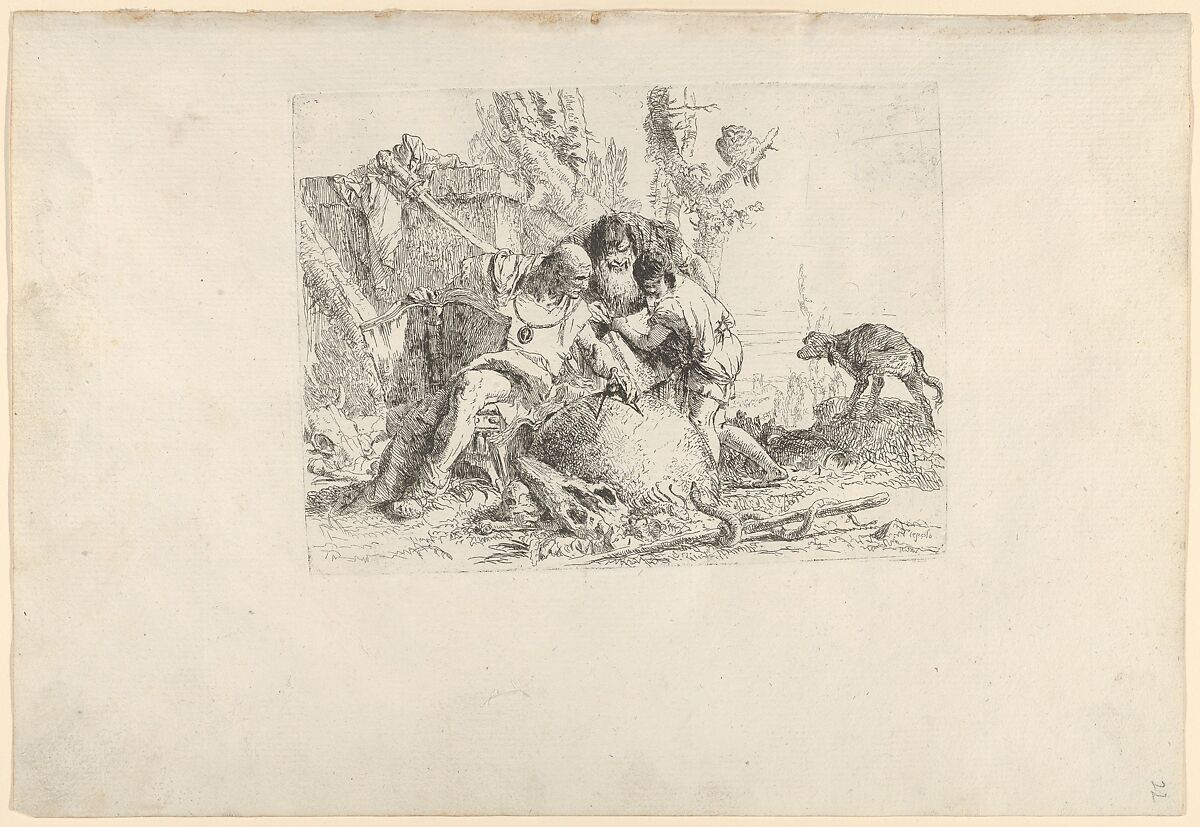 Two Magicians and a Child, from the Scherzi, Giovanni Battista Tiepolo (Italian, Venice 1696–1770 Madrid), Etching 