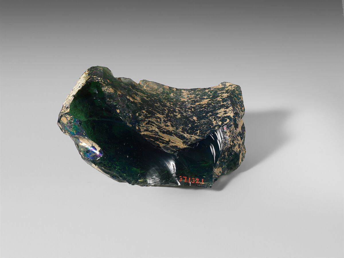 Fragment, Free-blown non-lead glass, American 