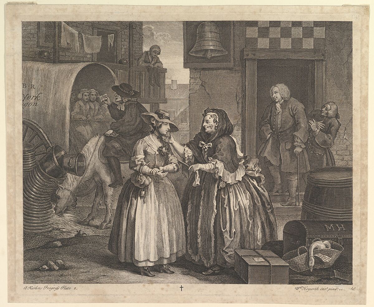A Harlot's Progress, Plate 1, William Hogarth (British, London 1697–1764 London), Etching and engraving; fourth state of four 