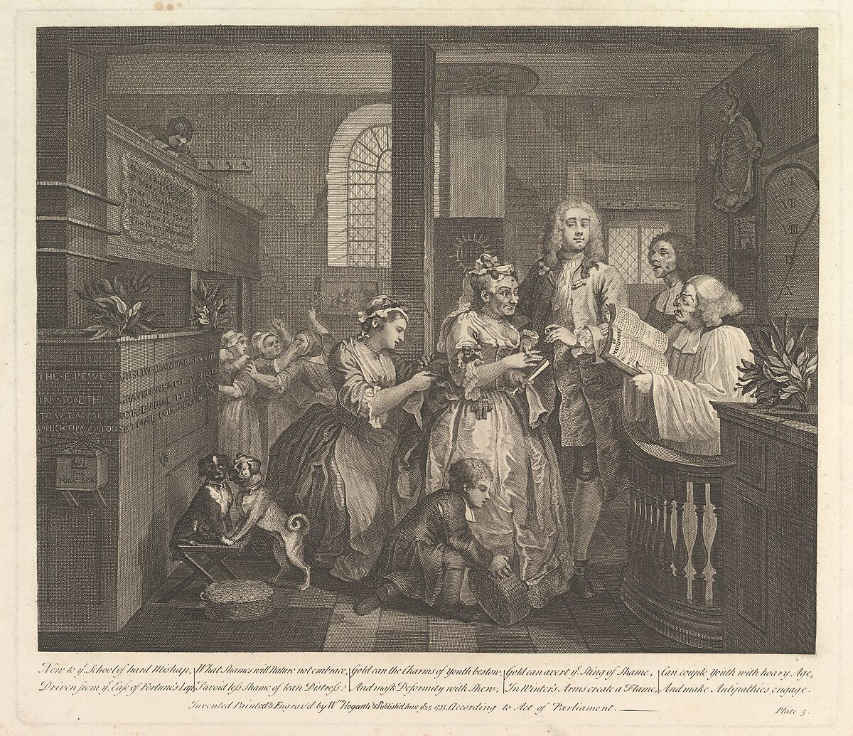 A Rake's Progress, Plate 5, William Hogarth (British, London 1697–1764 London), Etching and engraving; third state of three 