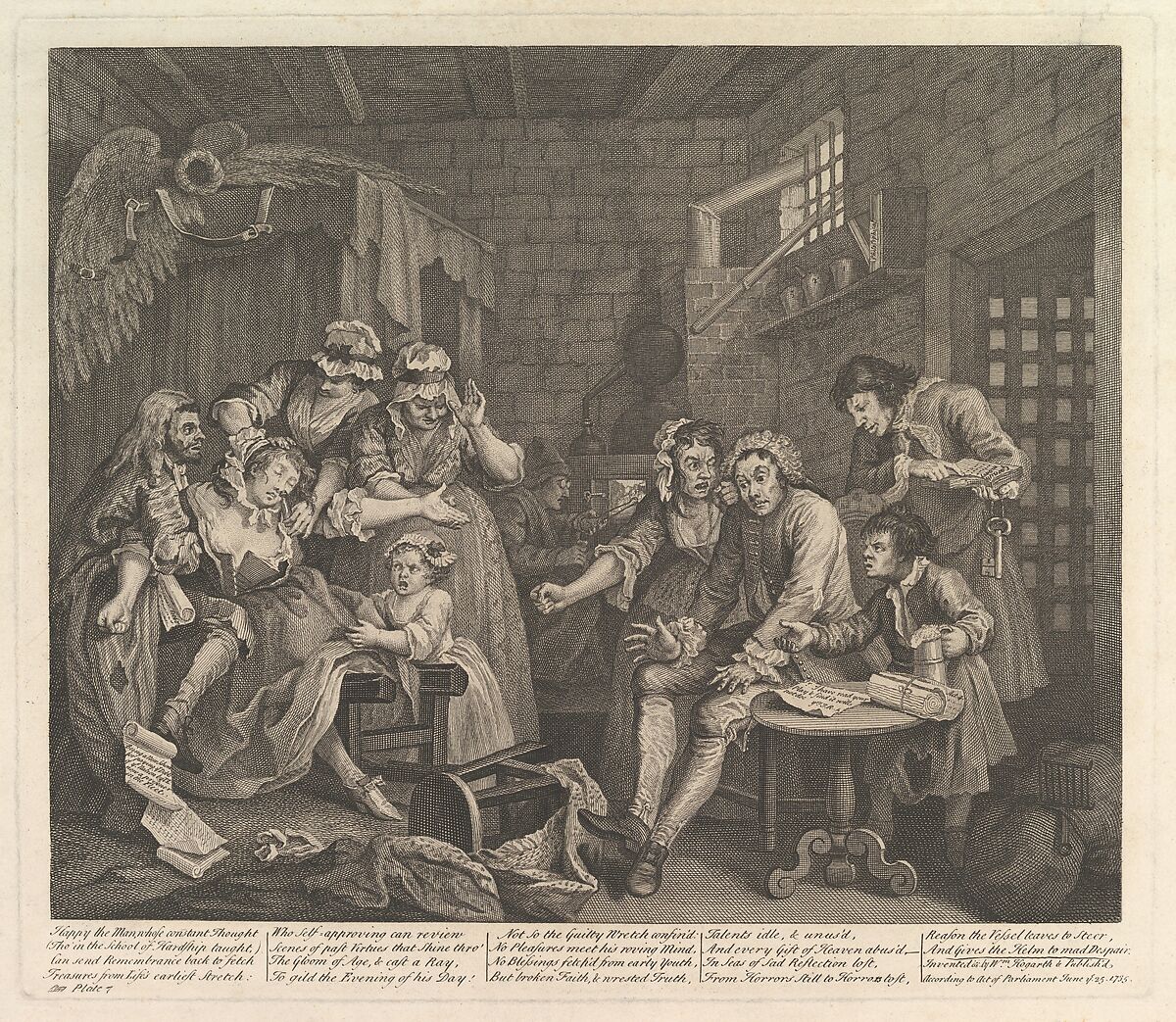 A Rake's Progress, Plate 7, William Hogarth (British, London 1697–1764 London), Etching and engraving; fourth state of four 