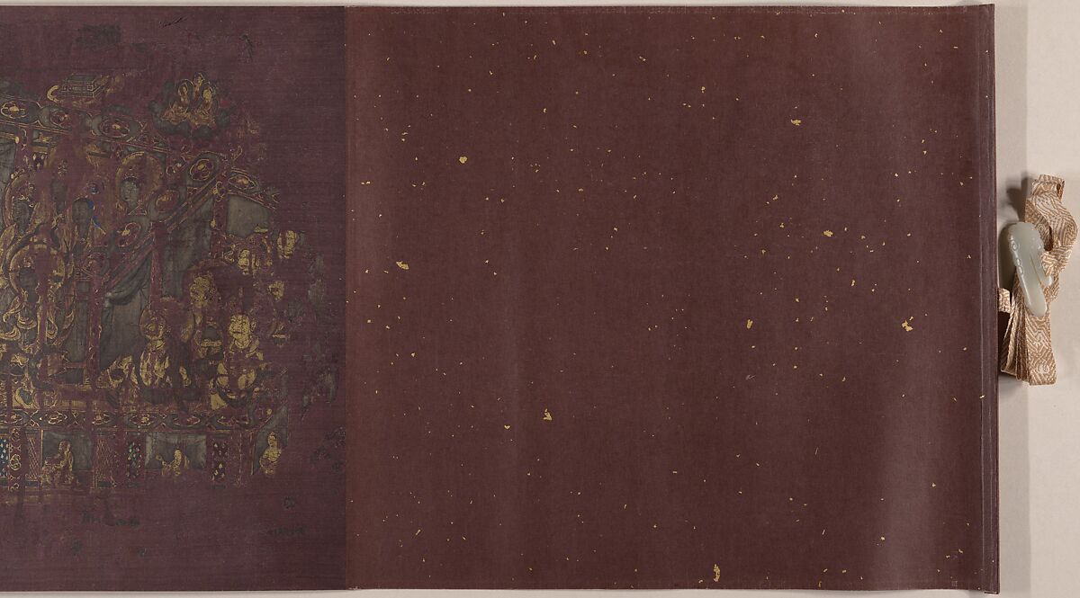 The Vimalakirti Sutra, Unidentified artist Chinese, early 12th century, Handscroll; gold and silver on purple silk, China