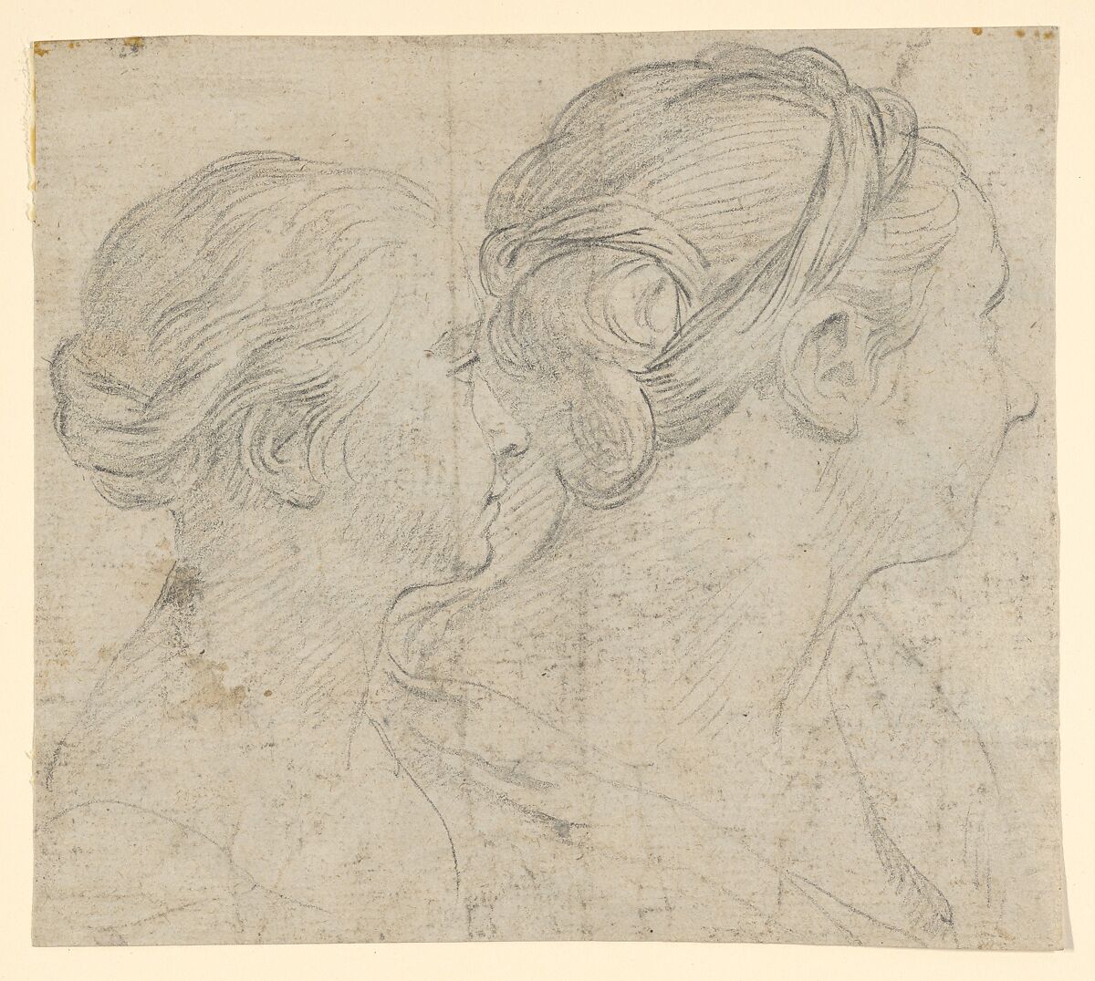 Two heads of women, Pierre Parrocel (French, 1664–1739), Black chalk 