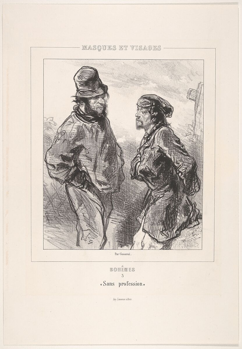 Sans profession, from the series Bohèmes, Masques et Visages, Paul Gavarni [Chevalier] (French, Paris 1804–1866 Paris), Lithograph 