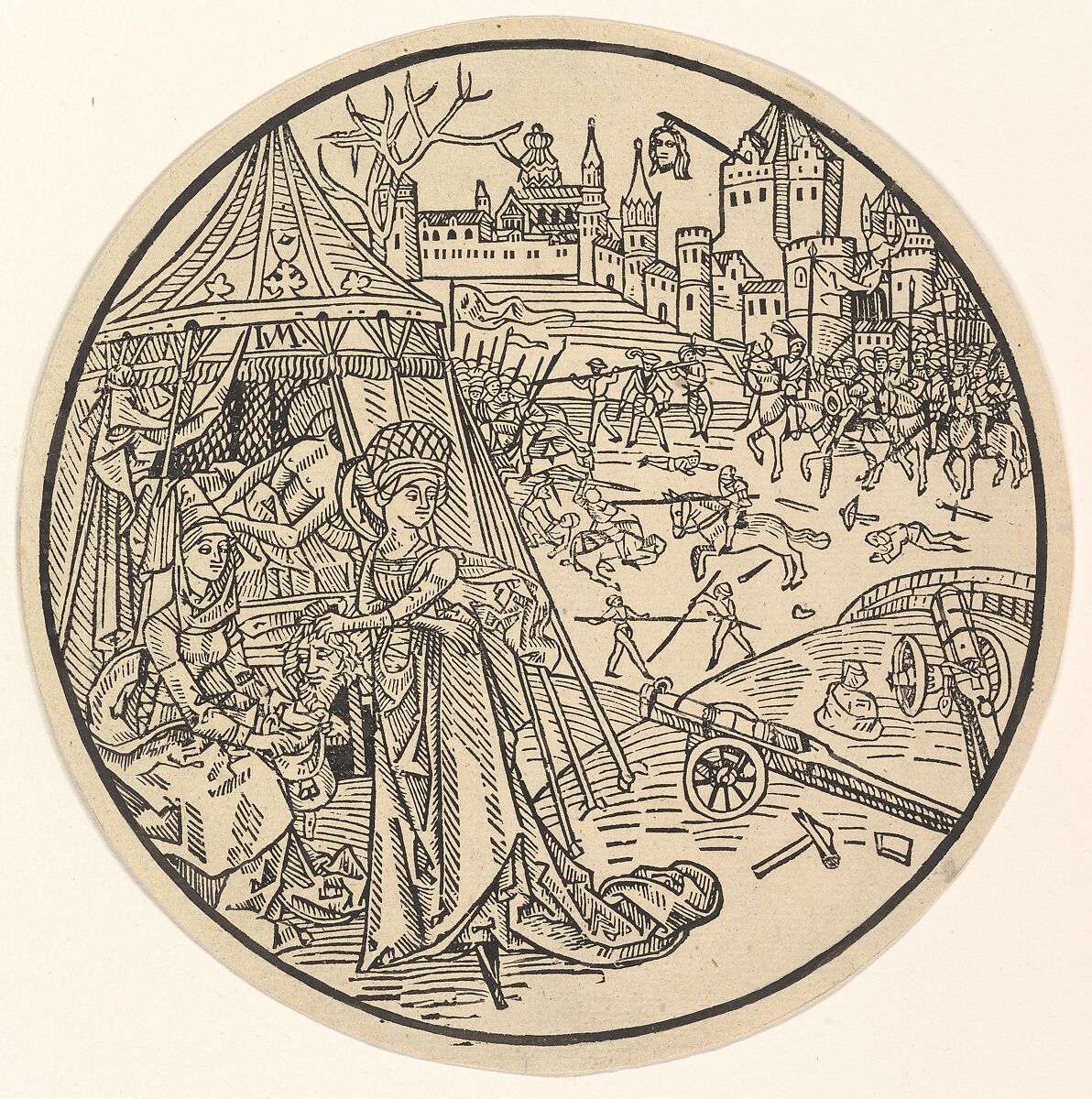 Judith with the Head of Holofernes, Israhel van Meckenem (German, Meckenem ca. 1440/45–1503 Bocholt), Reverse woodcut 