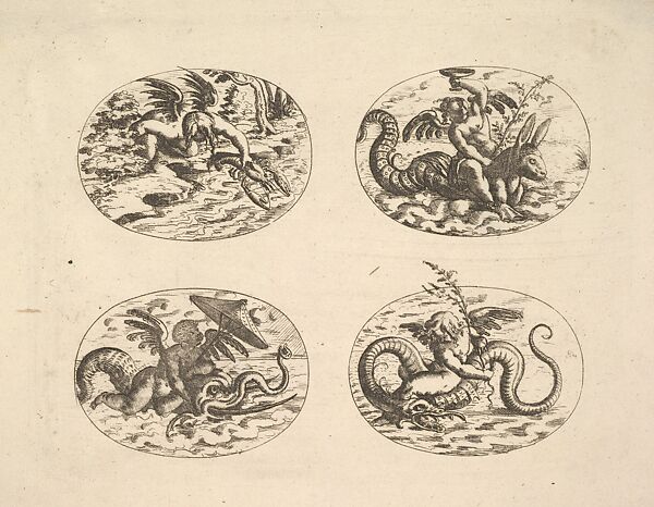 Putti with Sea Monsters, plates from the Neue Grotessken Buch