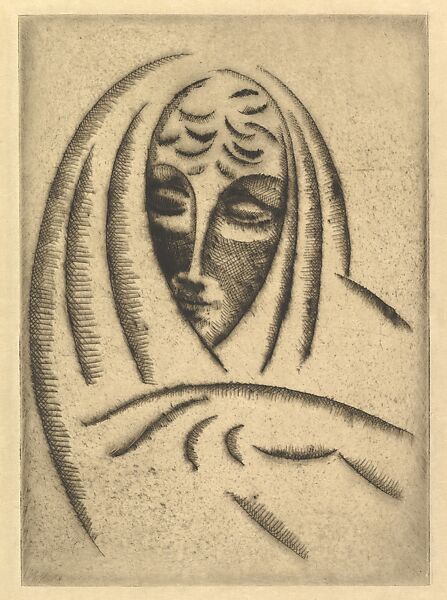 Female Head, Draped (Woman's Head in Shawl), Elie Nadelman (American (born Poland), Warsaw 1882–1946 Riverdale, New York), Drypoint