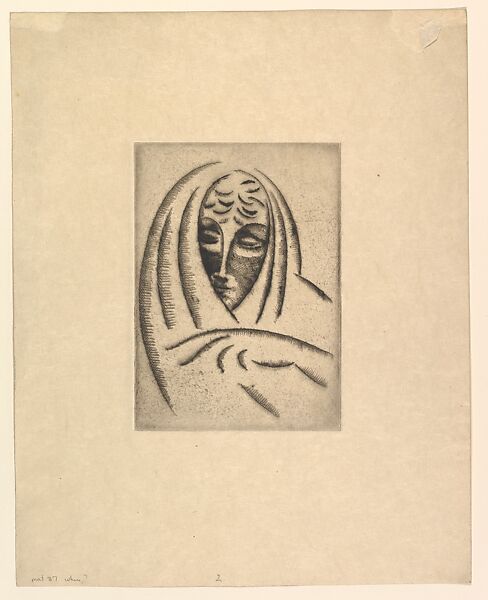 Female Head, Draped (Woman's Head in Shawl), Elie Nadelman (American (born Poland), Warsaw 1882–1946 Riverdale, New York), Drypoint 