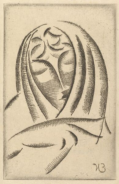 Female Head, Draped (Draped Woman's Head), Elie Nadelman (American (born Poland), Warsaw 1882–1946 Riverdale, New York), Drypoint