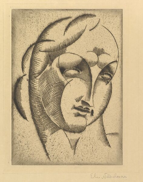 Female Head (Woman's Head), Elie Nadelman (American (born Poland), Warsaw 1882–1946 Riverdale, New York), Drypoint