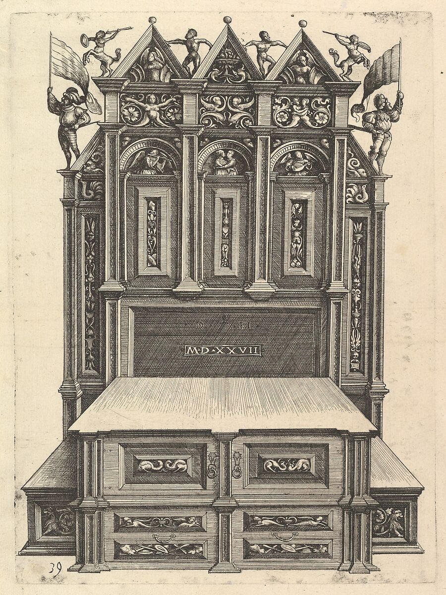 Design for a bed, Daniel Hopfer (German, Kaufbeuren 1471–1536 Augsburg), Etching 